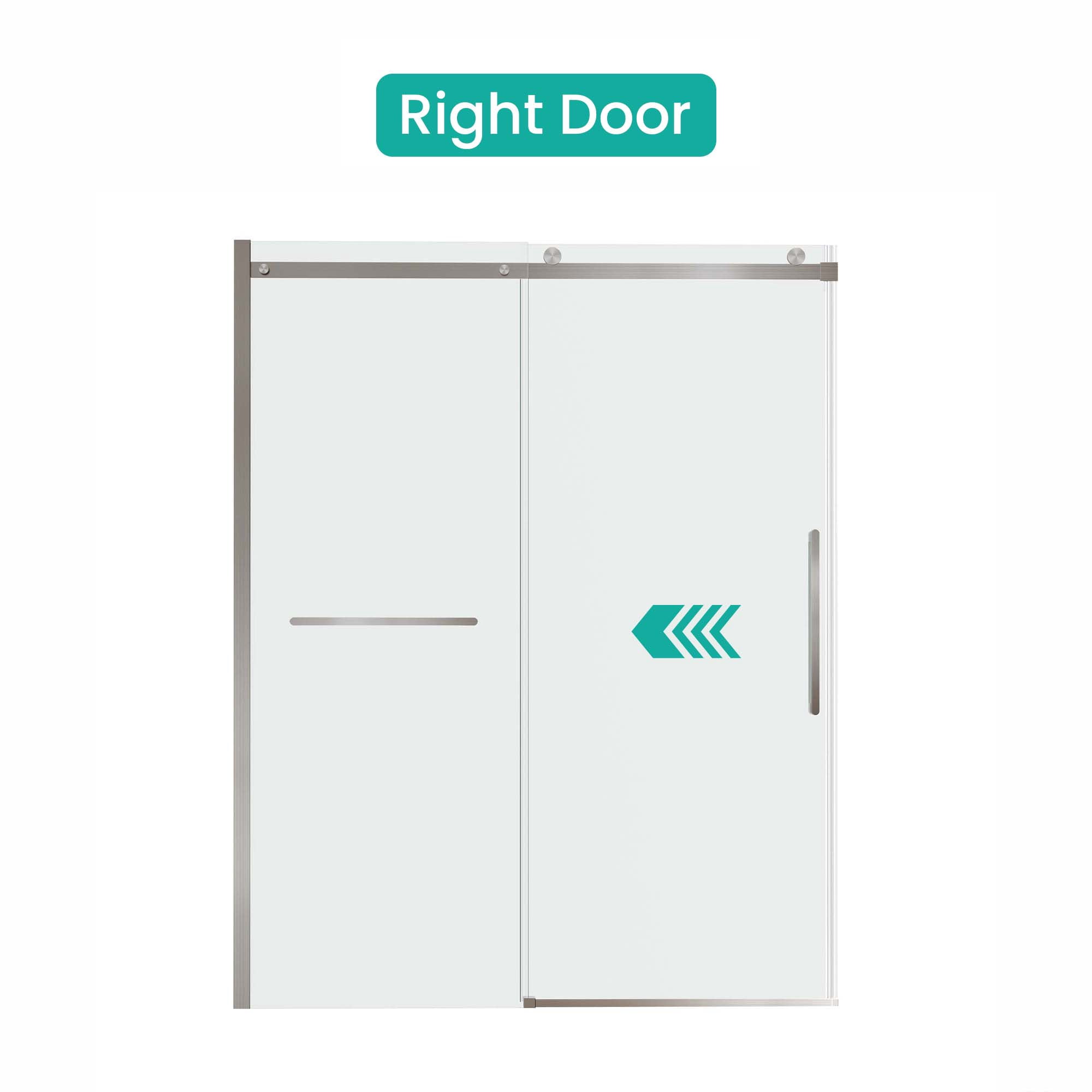 Leumius 56-60"W x 76"H Sliding Shower Door, Frameless Glass Shower Door with Brushed Nickel Hardware, Towel Bar and Handle,Drop Shipping available