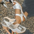thumbnail image 2 of Silver Women'S Fashion Sandals, Sequined Fish Mouth, Wedge Heel, Summer Comfort, 2 of 6