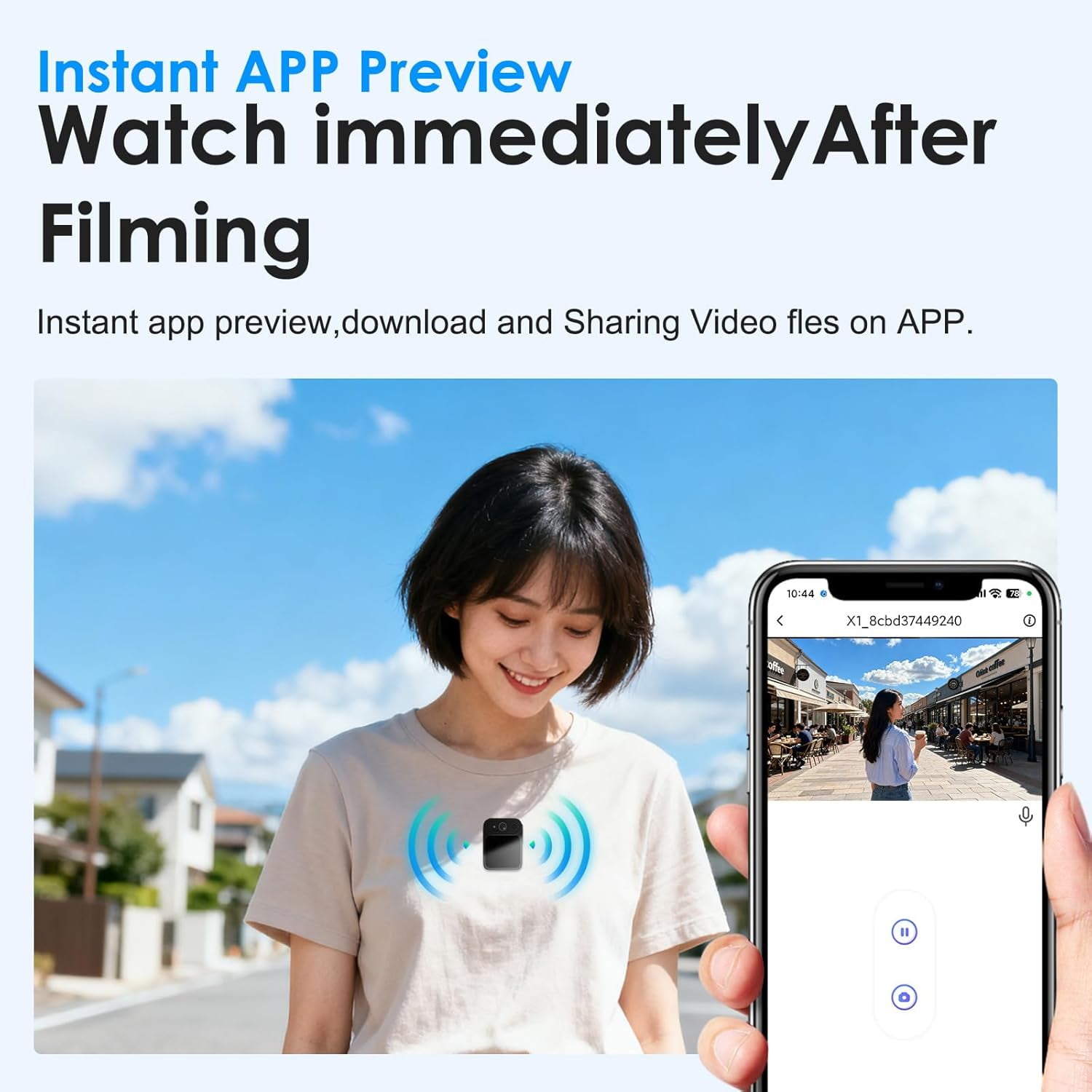 1080P Body Camera with Audio and Video Recording, WiFi Portable Vlogging Camera, Thumb Size, Wearable Camera Mini Action Camera for Travel, Sports, Work Records