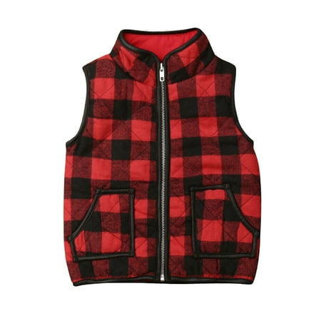 

Toddler Baby Boys Girls Winter Sleeveless Warm Plaid Waistcoat Thin Coat Outwear Autumn Winter Children Girls Tops Clothes