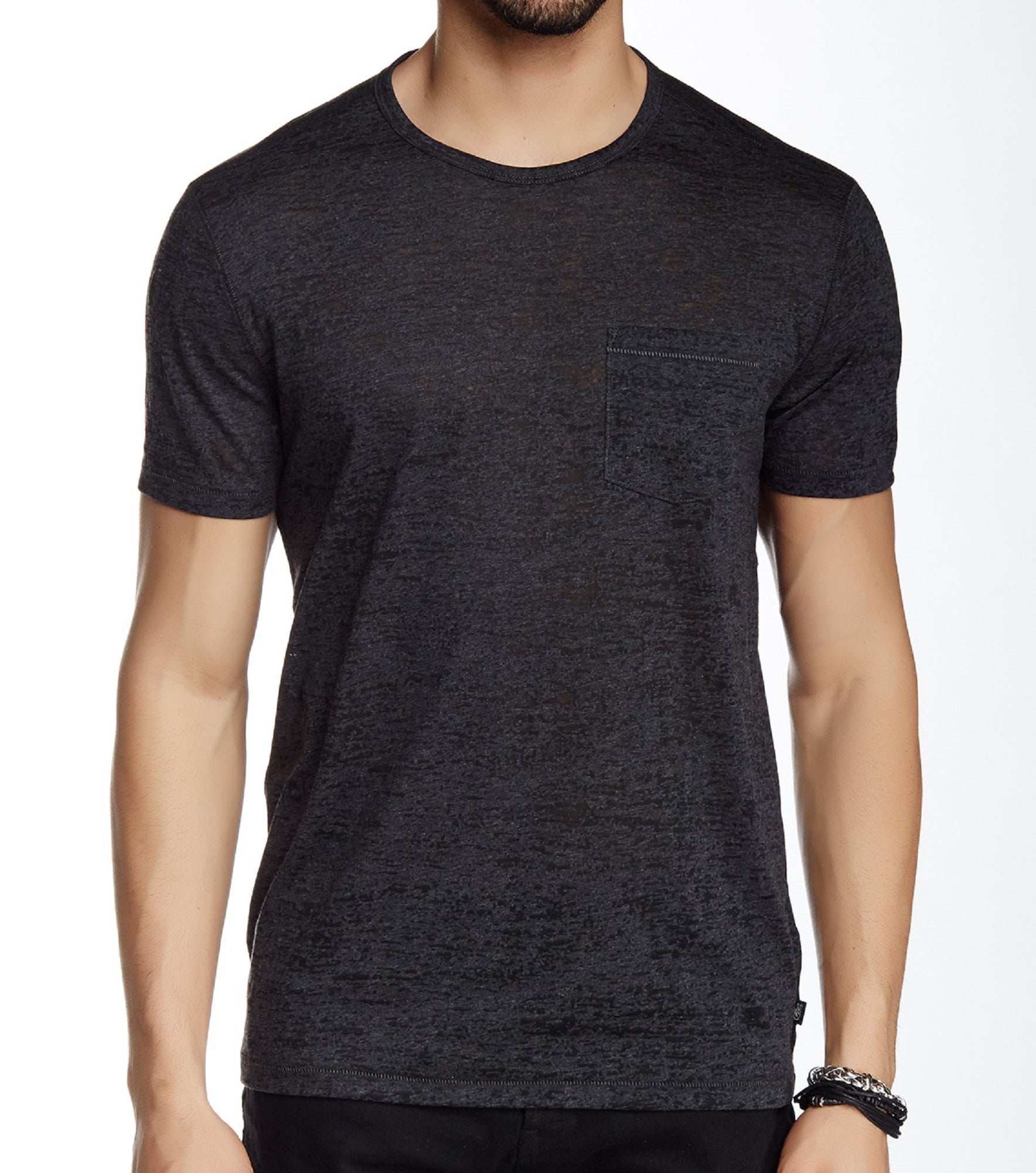 John Varvatos Star USA Men's Short Sleeve Burnout Pocket Crew T-Shirt Blue Topaz 