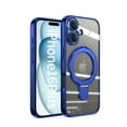 thumbnail image 2 of Dteck Magnetic for iPhone 16 Plus Case with Invisible Stand Compatible with MagSafe, Full Camera Lens Protector Plating Bumper Shockproof Not Yellowing Clear Cover for iPhone 16 Plus,Blue, 2 of 6