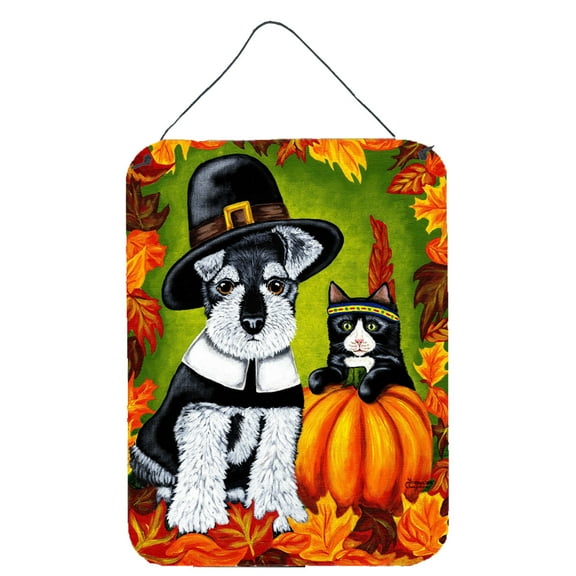 Carolines Treasures AMB1364DS1216 Thanksgiving Friends Schnauzer Wall or Door Hanging Prints 12x16 multicolor
