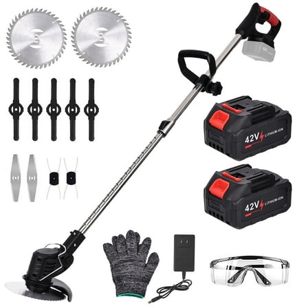 Cordless String Trimmer,HDJ Grass Trimmer with 3 Types Blades,15Ah Battery Powered for Garden,Yard