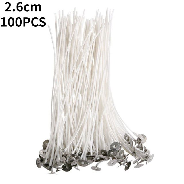 Juego de mechas de vela de algodón, núcleo de algodón puro de cera sin humo, fabricación de velas DIY, herramienta de suministros de velas preenceradas, 2,6-20cm, 50/100 piezas