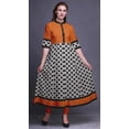 thumbnail image 2 of Bimba Gray Curve Diamond Geometric Long A Line Anarkali Dress For Women Classic Printed Indian Kurtis Tunic-Small, 2 of 5