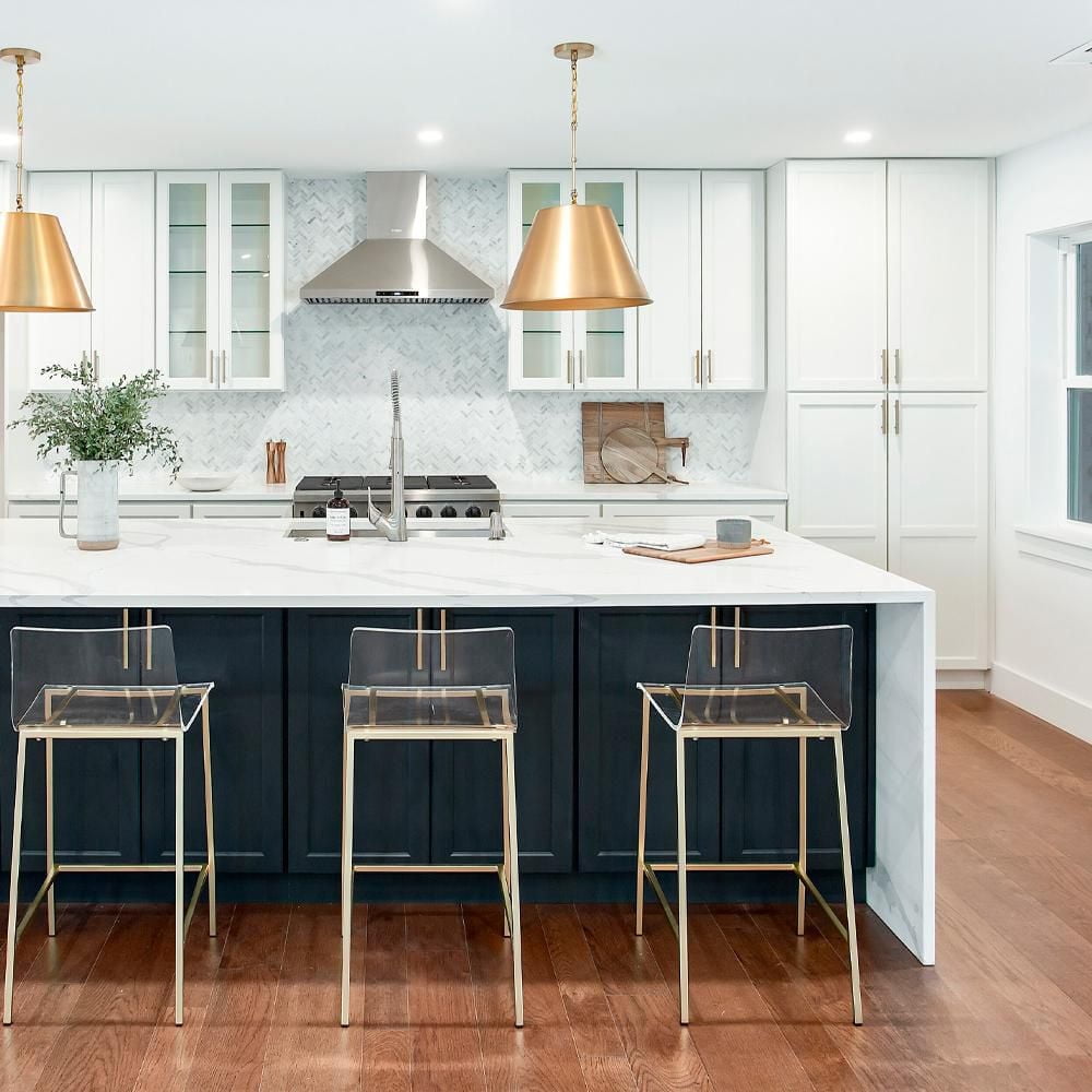 Heavenly Collection Set of 3 Clear Acrylic & Gold Counter Stools – Ideal for Kitchen Island or Dining Area