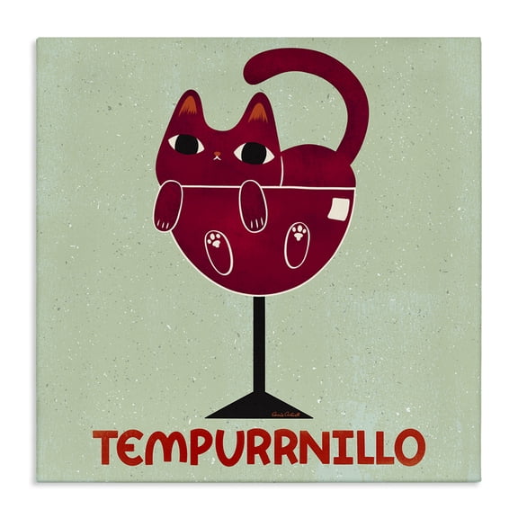Stupell Industries Tempurrnillo Cat Wine Animals Painting Wrapped Canvas Canvas Art Print Wall Art, 17 x 17