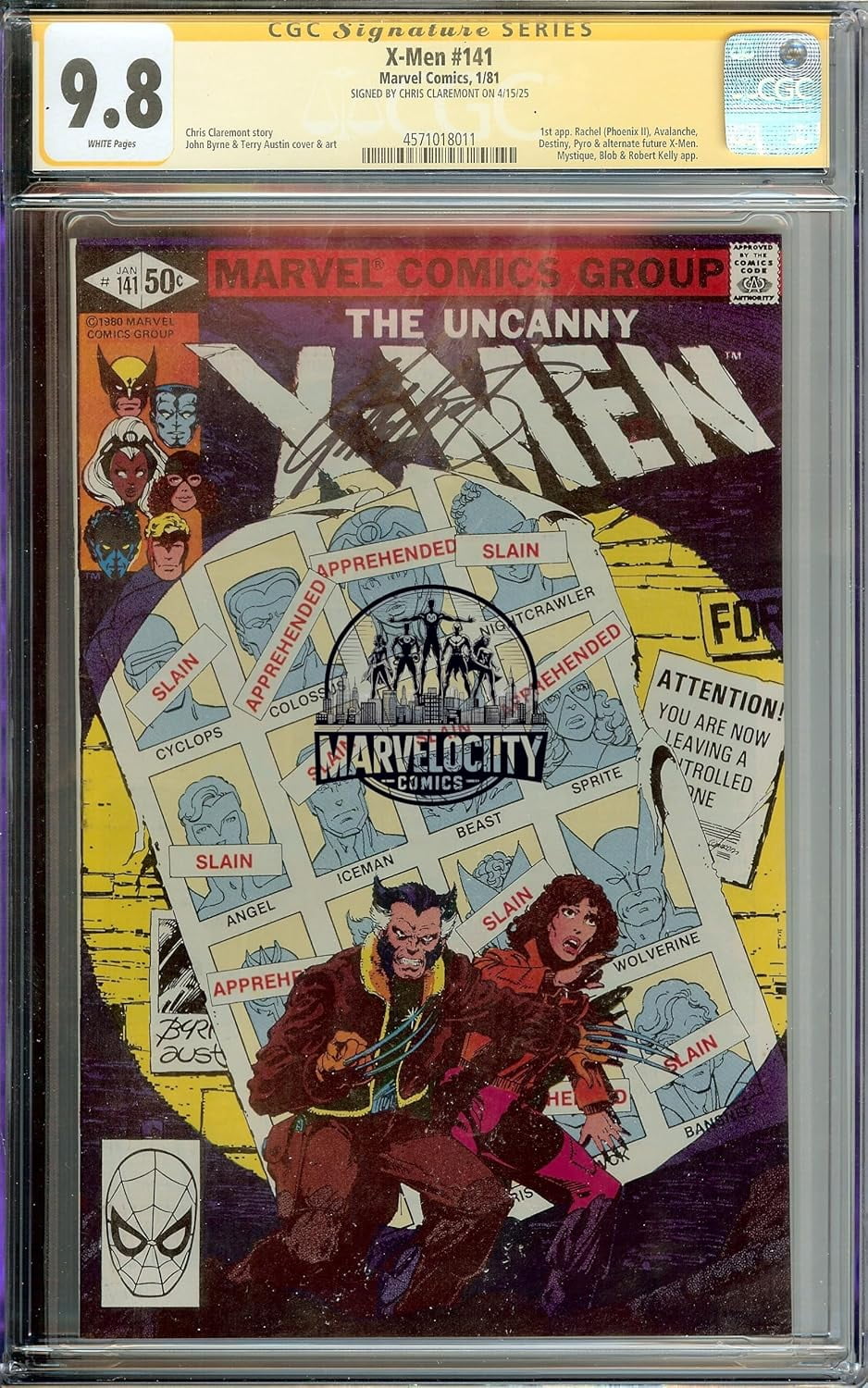 The Uncanny X-Men #141 CGC 9.8 NM+ High Grade Signed Chris Claremont