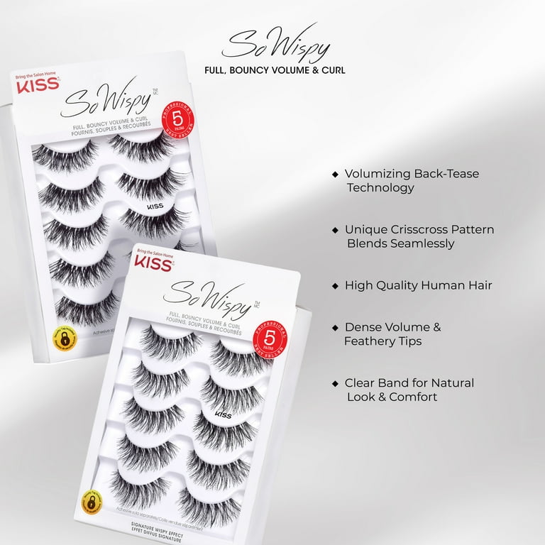 KISS So Wispy False Eyelashes Multipack, Pompadour, 12mm, 5 Pairs