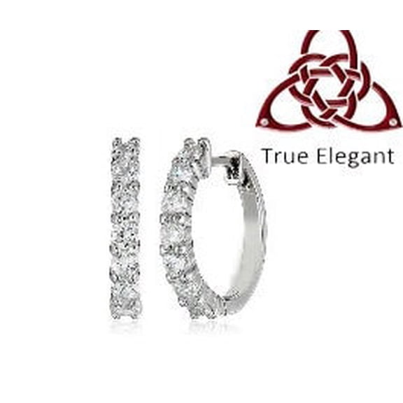 1.50 Carat Diamond Hoop Earrings Her With 10kt White Gold Over Silver, Earrings, Silver Hoop Earrings,AAA Diamond Hoop earrings,Gift For Her