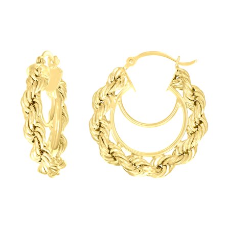 14k Yellow Gold Womens Twisted Rope Hoop Earrings 4mm-25 Jewelry Gift for Women