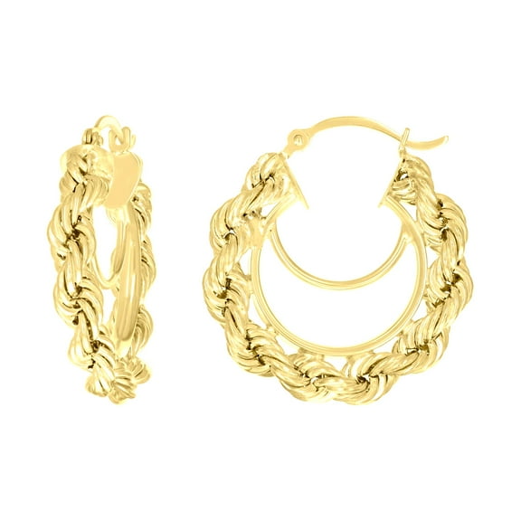 14k Yellow Gold Womens Twisted Rope Hoop Earrings 4mm-25 Jewelry Gift for Women