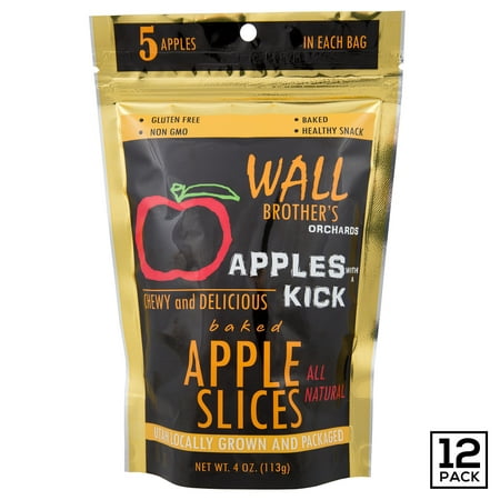 Baked Apple Slices by Wall Brother's Orchards â?? Best Apples Slices with A Kick, Four Bold New Flavors, Chewy Delicious & Sweet, Farm Fresh, Non-GMO, Gluten Free - All Natural, 4 oz (12 Pack) 4 oz