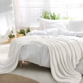 thumbnail image 3 of REGALWOVEN Pure Cotton Soft Blanket Knit Twin Size Blanket Bed Sofa Home Decor, 60"x 78" White, 3 of 8