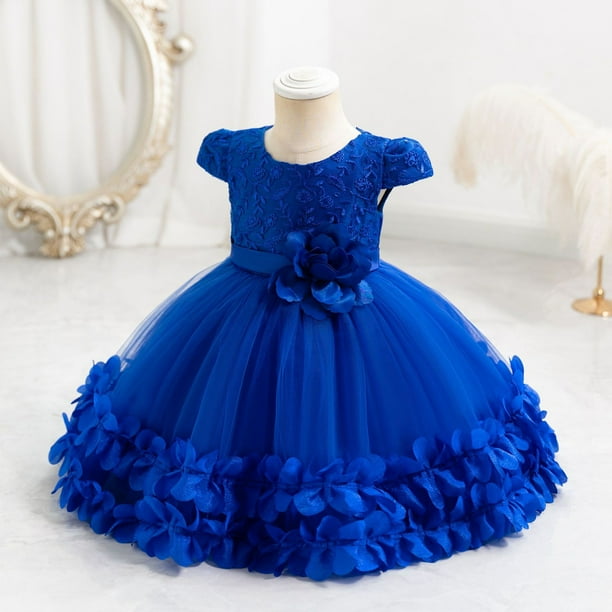 NAISIBABY Girls Princess Dress, Bubble Sleeve Floral Bow Sequin Mesh  Wedding Birthday Party Dress Blue 3T - Walmart Business Supplies
