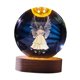 thumbnail image 2 of Bola transparente Noche de vidrio claro Luz de la pelota Decoración de la mesa decorativa Ornamento con base de madera para la sala de estudio Regalo Ángel, 2 of 8
