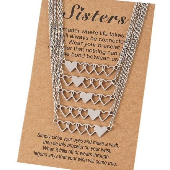 4Pcs/5Pcs Sister Heart-shaped Short Necklaces Stainless Steel Best Friend Necklace Suitable for 4 Sisters or 5 Sisters
