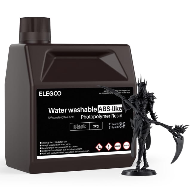 Impresora 3D de resina ELEGOO, lavable con agua, tipo ABS, negra, 2 kg