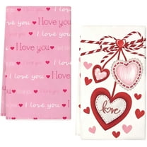 PuSpu Valentine's Day Decoration 2-pack Happy Valentines's Day Kitchen Towels 23.6x15.8 Inches Drying Cloth Tea Towel Suitable For Cooking And Baking