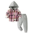 thumbnail image 2 of TAIAOJING Kids Pullover Outfit Hoodie and Sweatpants Suit Toddler Boys Girls Long Sleeve Casual Plaid Prints Gentleman Hooded Tops Holiday Shirts T Shirt Pants Outfits 9-12 Months, 2 of 3
