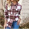 thumbnail image 2 of UVEASISHA Flannel Shirts for Women Winter Button Down Plaid Jackets Warm Up Casual Long Sleeve Fleece Coats Trendy Shirt Outwear with Pockets Wine L, 2 of 8