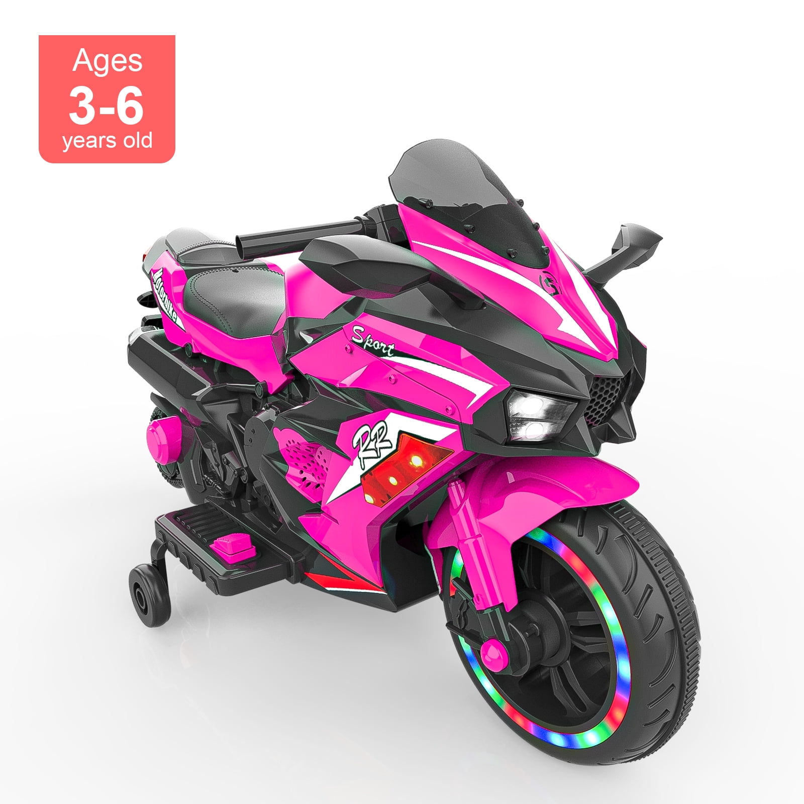 Techvida Electric Motorcycle for Kids,12V Battery Powered 2 Wheels Motorcycle Toy with Bluetooth, Music, Light
