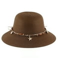 thumbnail image 7 of Women Sun Hat Solid Color Sea Shell Decor Braided String Flat Top Sunscreen Round Decorative Beach Hat Clothes Accessory, 7 of 7