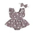 thumbnail image 1 of FOCUSNORM Bébé Fille?S Mouche Manches Jupe Fleur Couture Romper et Bandeau, 1 of 6