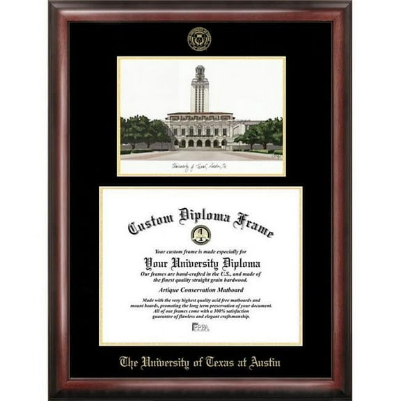 Campus Images TX959LGED University of Texas  Austin Gold embossed diploma frame with Campus Images lithograph