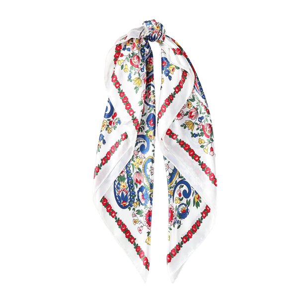 LEVAO Flower Print Turban Headband Headwear 90*90cm Hair Scarf Headwrap for Women Square Satin Bandana Ribbon Hair Accessories