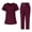 Wine, variant on JULMCOMO Scrubs for Women Set Notch Neck Solid Casual Medical Work Nurse Scrubs Short Sleeve Hospital Easy Care Uniforms with Multi Pockets Hot Pink 2XL