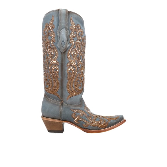 Corral Boots Womens Embroidered Rhinestone Snip Toe Cowboy Mid Calf Dress