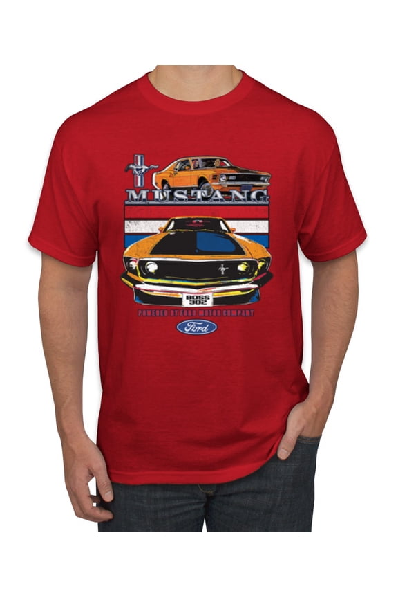 Mustang Powered by Ford Performance Cars and Trucks Men Graphic Tee, Red, Small