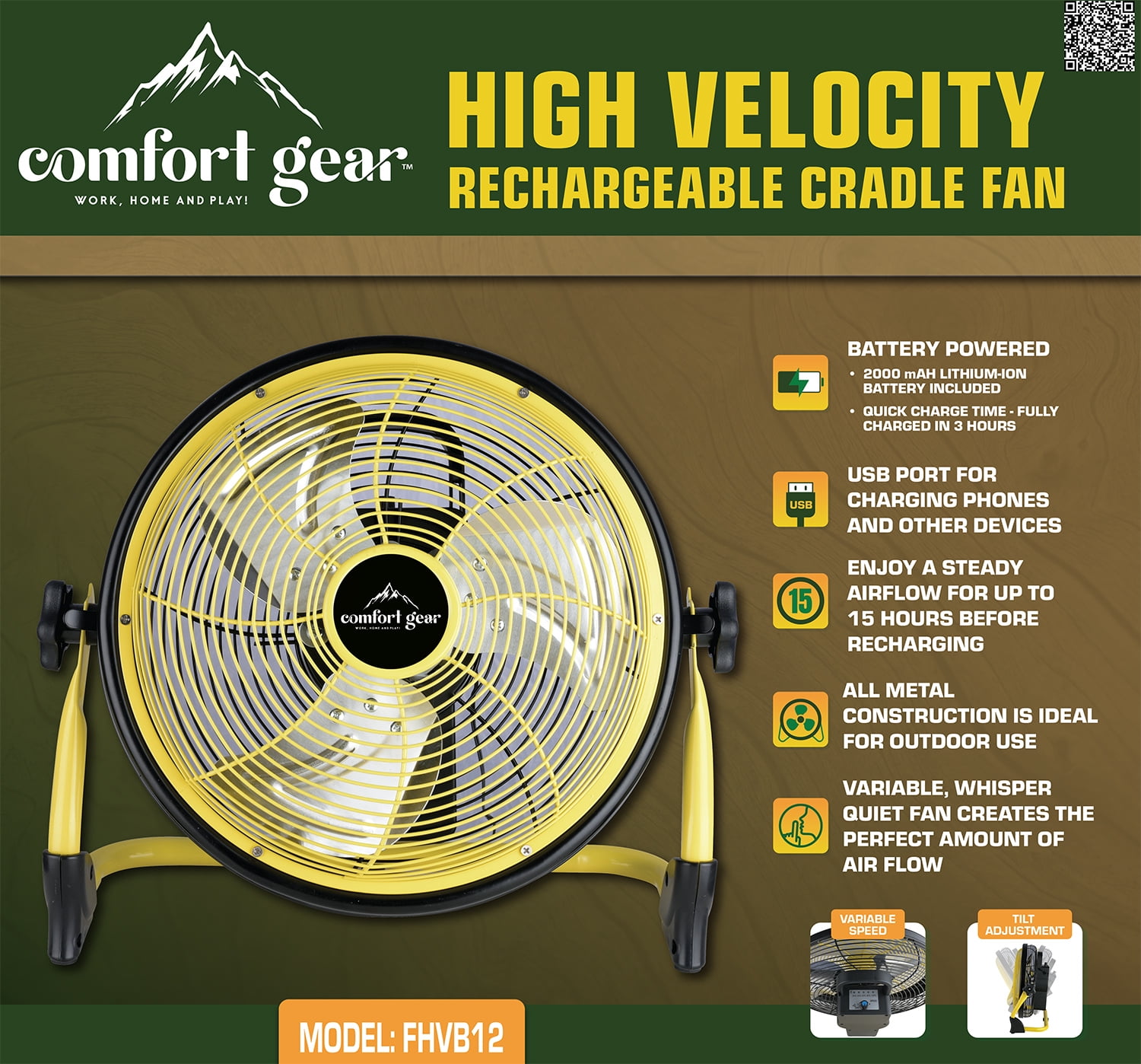 Comfort Gear Seasons Comfort 12" High Velocity Fan with Rechargable Battery