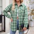 thumbnail image 6 of Itsame Womens Shacket Jackets, Plaid Shirts Button Down Long Sleeve Blouses Coats Green XXL, 6 of 6
