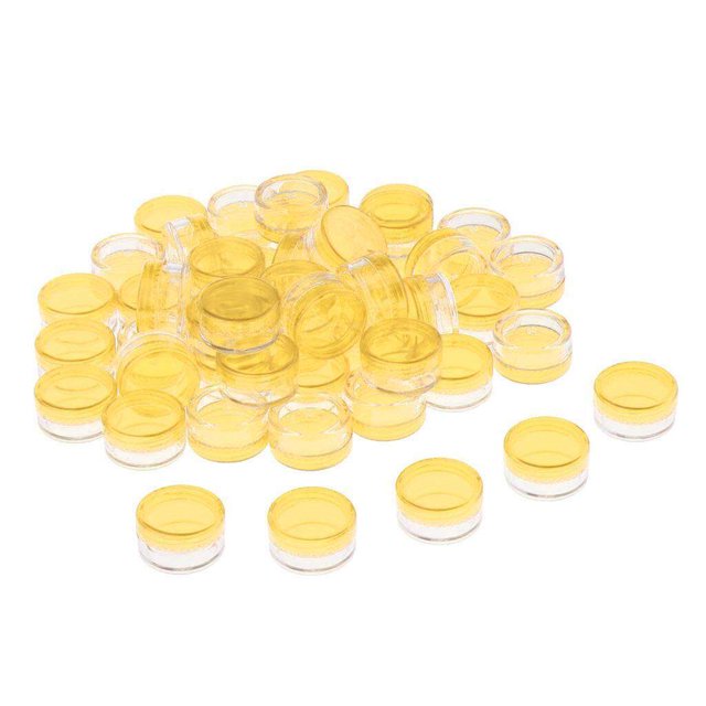 50pcs Empty Round Makeup Jar Pot Travel Cream container nail Powder Cosmetic Container Case Yellow