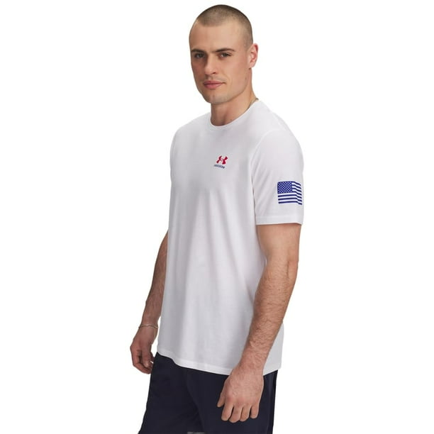 Camiseta Under Armour para hombre con la bandera de la libertad, color blanco/real, XXL