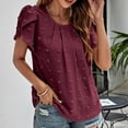thumbnail image 3 of Blouses à Manches Courtes pour Femmes Mode Manches Courtes Col Rond Couleur Unie Hauts Amples Blouse Pull Tricoté Hauts à Manches Courtes Blouse à Manches Courtes pour Femmes, 3 of 9