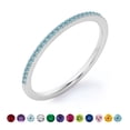 thumbnail image 1 of JeenMata Alianza de Boda Clásica con Detalles Pavé, Corte Redondo de 0,25 Quilates, Piedra Natal de Diciembre, Baño de Oro Blanco de 18 K sobre Plata, 1 of 6
