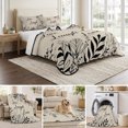 thumbnail image 6 of Quilts Twin Size, Beige Black Botanical Soft Comforter Bedding Set for Bed, Farmhouse Laugh Love Leaves Lightweight Quilted Bedspread with Pillow Cover(2 Pieces) for All Season, 68x86 Inch, 6 of 9