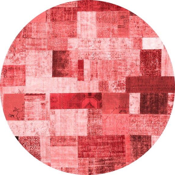 Ahgly Company Indoor Round Patchwork Red Transitional Area Rugs, 3' Round