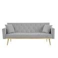 thumbnail image 6 of Grey Contemporary Convertible Folding Futon Sofa Bed, Sleeper Sofa Couch - Velvet Upholstery - Metal Legs - Compact Living Space - 1 Pack, 6 of 8