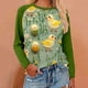 thumbnail image 1 of MHFRRA Camiseta Holgada de Manga Larga con Estampado de Pascua para Mujer Verde, 1 of 3