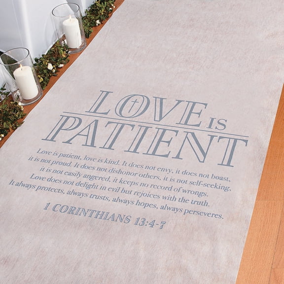 Fun Express Modern Letter Print Love Wedding Machine Made White Runner Rugs, 3' x 100', Stain Resistant