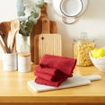 thumbnail image 5 of Contemporary Home Living Set of 4 Solid Barn Red Waffle Terry Dish Towel, 26", 5 of 6