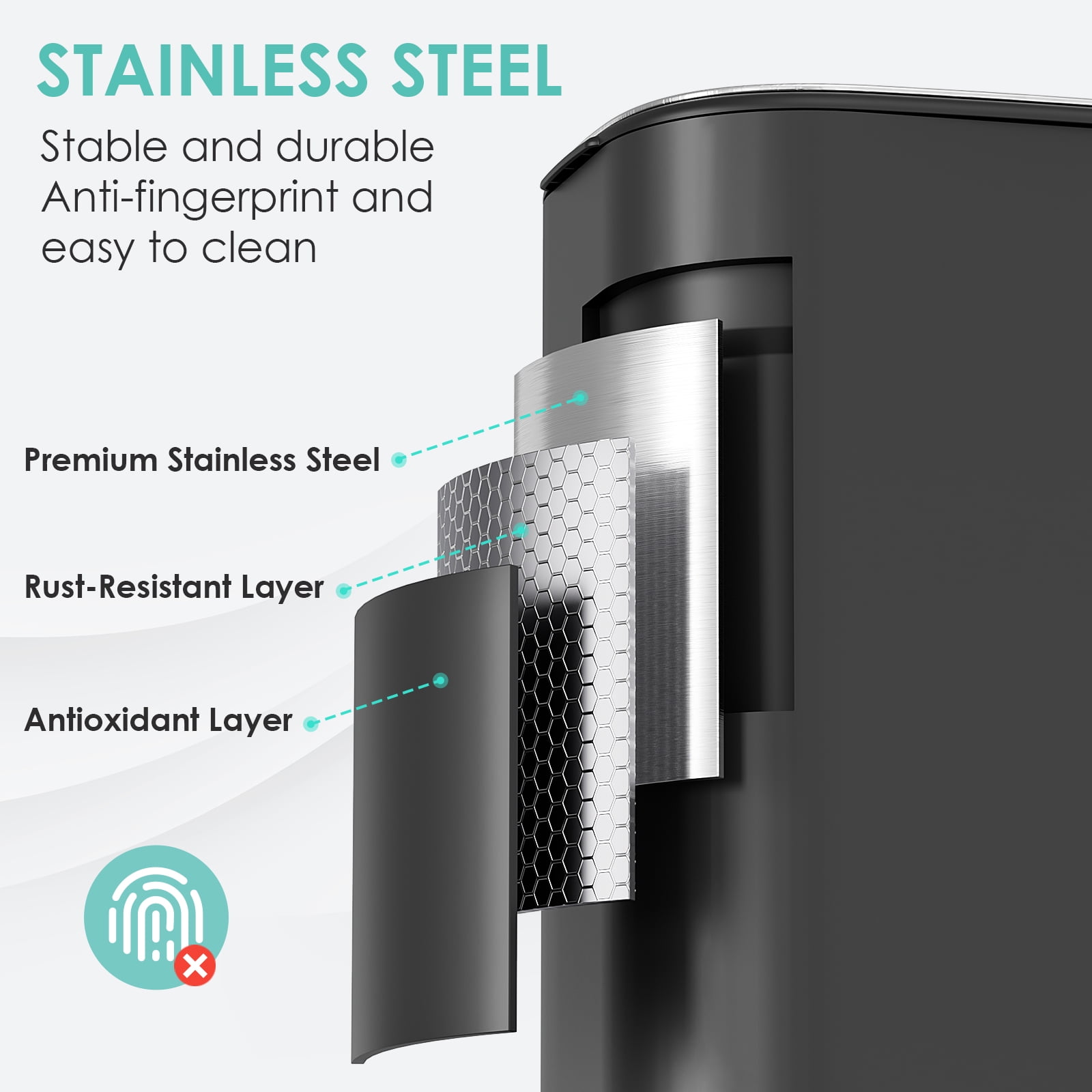 TLSUNNY 8 Gal Kitchen Oval Step Trash Can, Brushed Stainless Steel Kitchen Garbage Bin with Soft-Close Lid & Removable Bucket for Home/Office