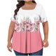 thumbnail image 1 of Tops Cortos para las Mujeres Impreso Cuello de Gran Tamaño Plisado Manga Corta Suelta Superior en Tamaños Más L-5xl, 1 of 4