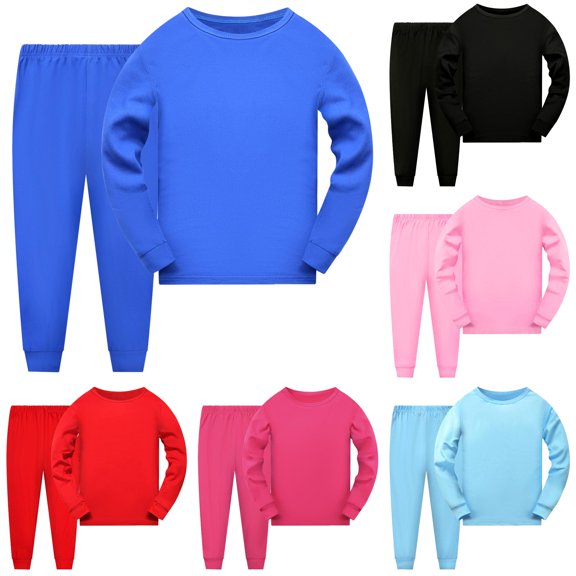Byoo Big Boy's Relaxed Sleepwear Set Solid Long Sleeve Crew Neck Pj Sets