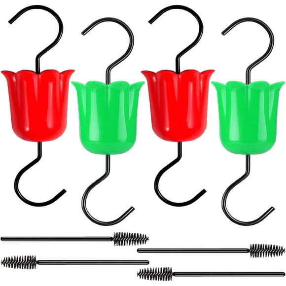 Ant Moat for Outdoor Ant Guard, Hummingbird Feeder Accessory with Sturdy Metal Hooks, Red Tulip Design Adds Elegance to Your Garden